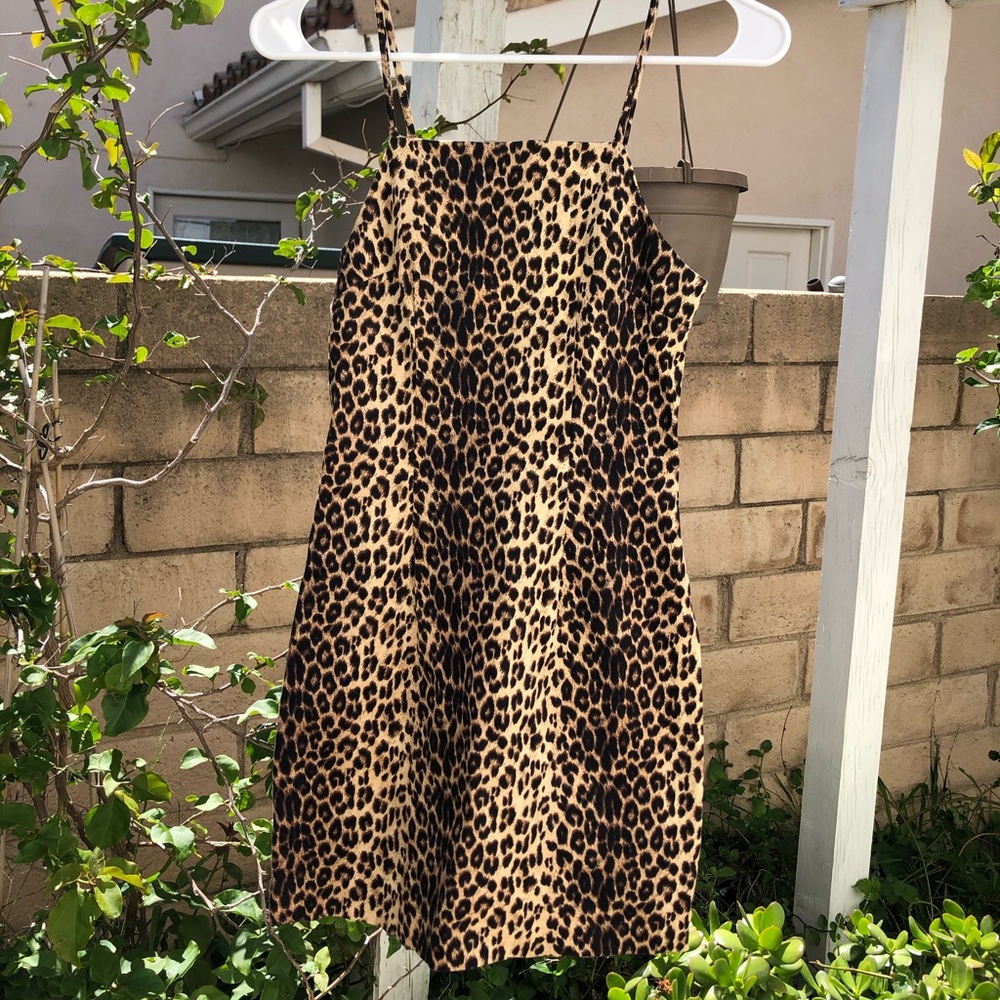 high neck cheetah print bodycon dress